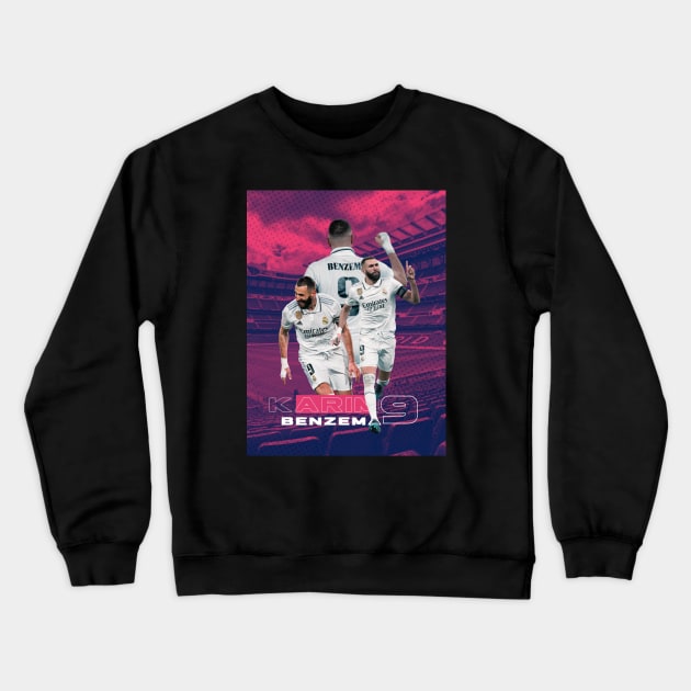 Karim Benzema 9 Crewneck Sweatshirt by Lottz_Design 